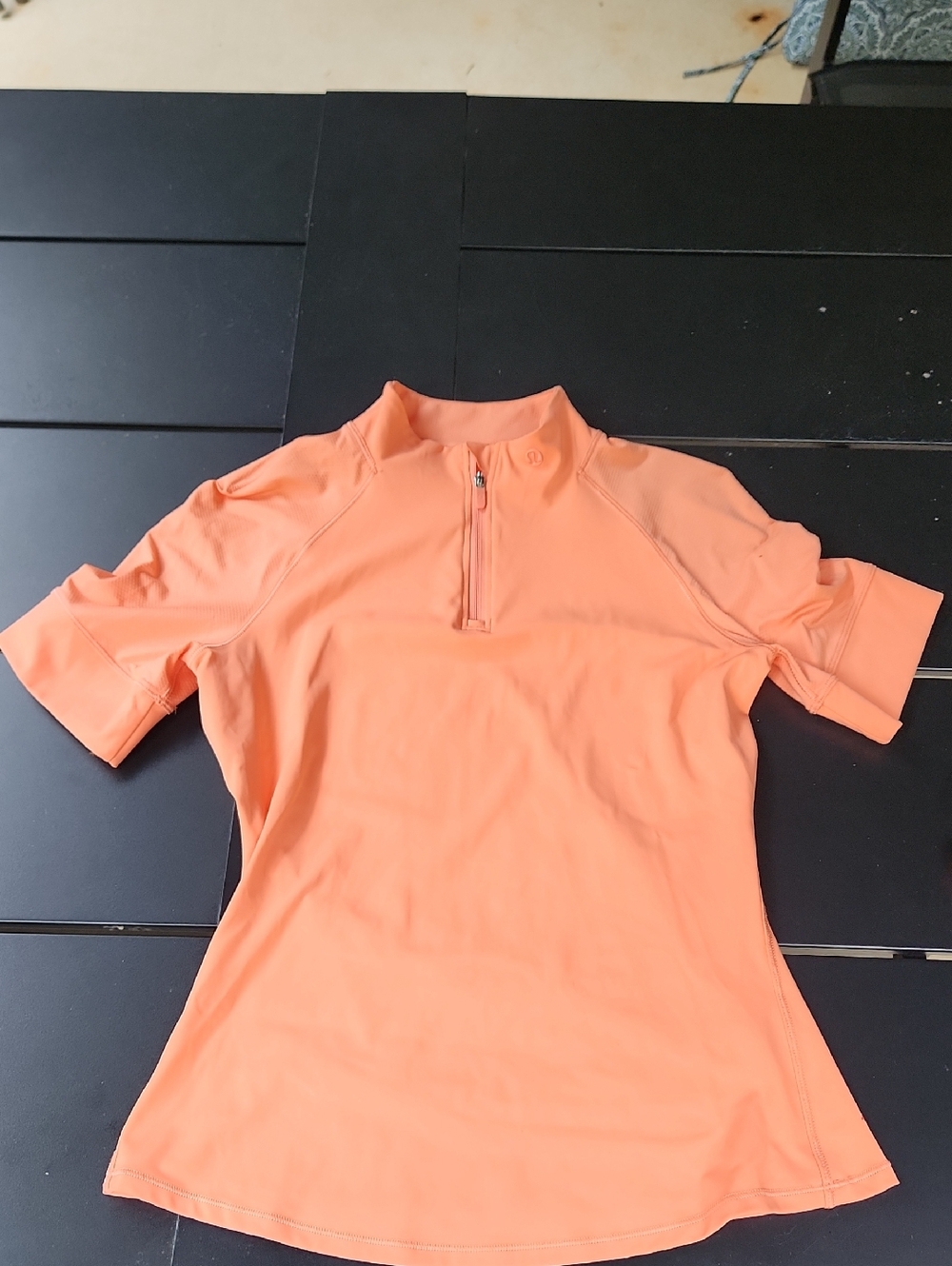 lululemon athletica Short-Sleeve Zip Mock Neck Top in Peach-Orange